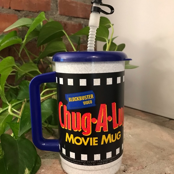 RARE - 90s Blockbuster lidded plastic cup & straw tumbler The Brady Movie - Picture 2 of 7